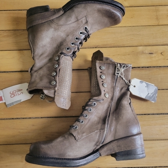 NIB A.S.98 Saunder Leather Combat Boots, Tobacco, Womens EU 40 - Picture 3 of 8